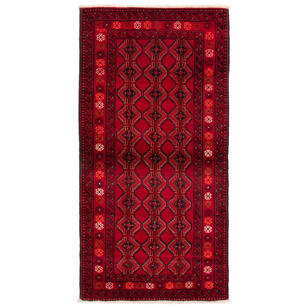 ECARPETGALLERY Hand-knotted Royal Baluch Red Wool Rug - 3'5 x 6'9
