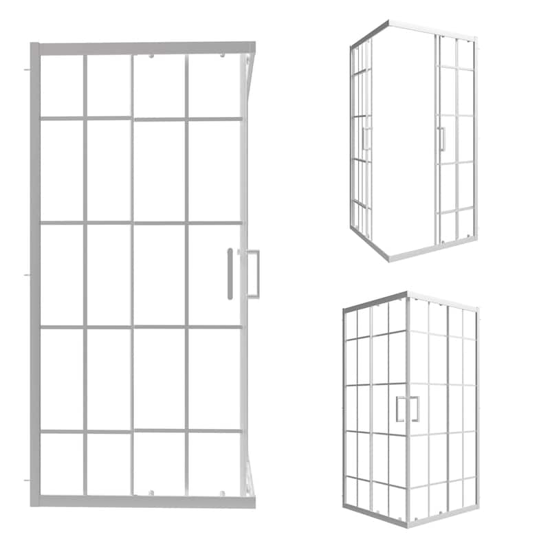 Modland 36'' x 71'' Corner Sliding Shower Door - Self-Cleaning Glass, Magnetic Seal, Matte Black / White