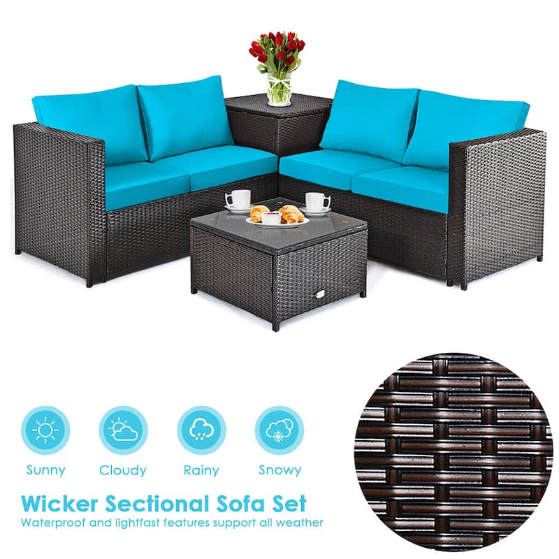 Costway 8PCS Outdoor Patio Rattan Furniture Set Cushioned Loveseat