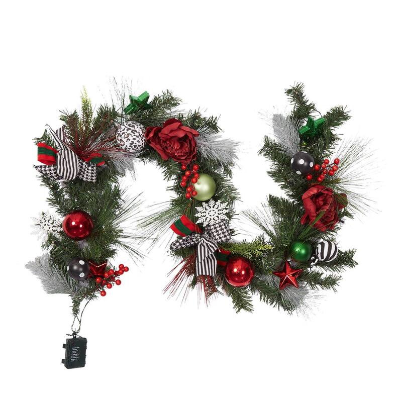 6ft Festive Decor Battery Operated Pre-Lit Christmas Garland - N/A - Multi