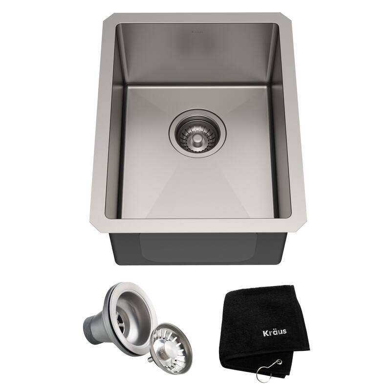 KRAUS Standart PRO Undermount Single Bowl Stainless Steel Kitchen Sink - 14 inch (14"L x 18"W x 8.5"D)