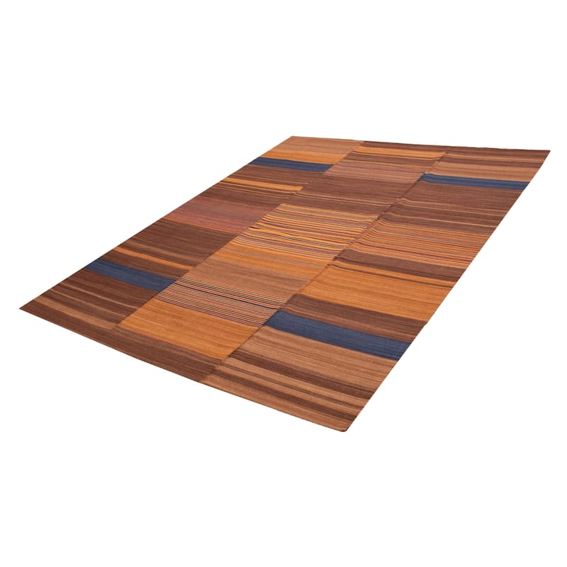 ECARPETGALLERY Flat-Weave Boho Brown Wool Kilim - 12'0 x 15'0