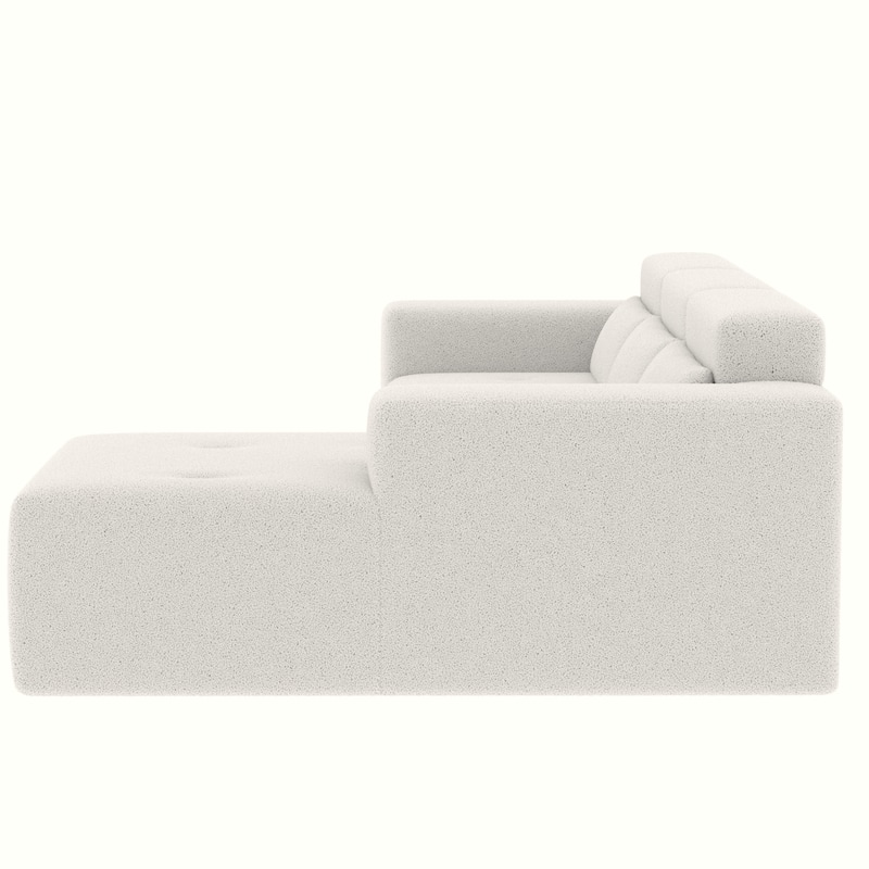 109" Teddy Fabric L-Shaped Sectional Sofa with Chaise, 3-Seater, No Assembly Required