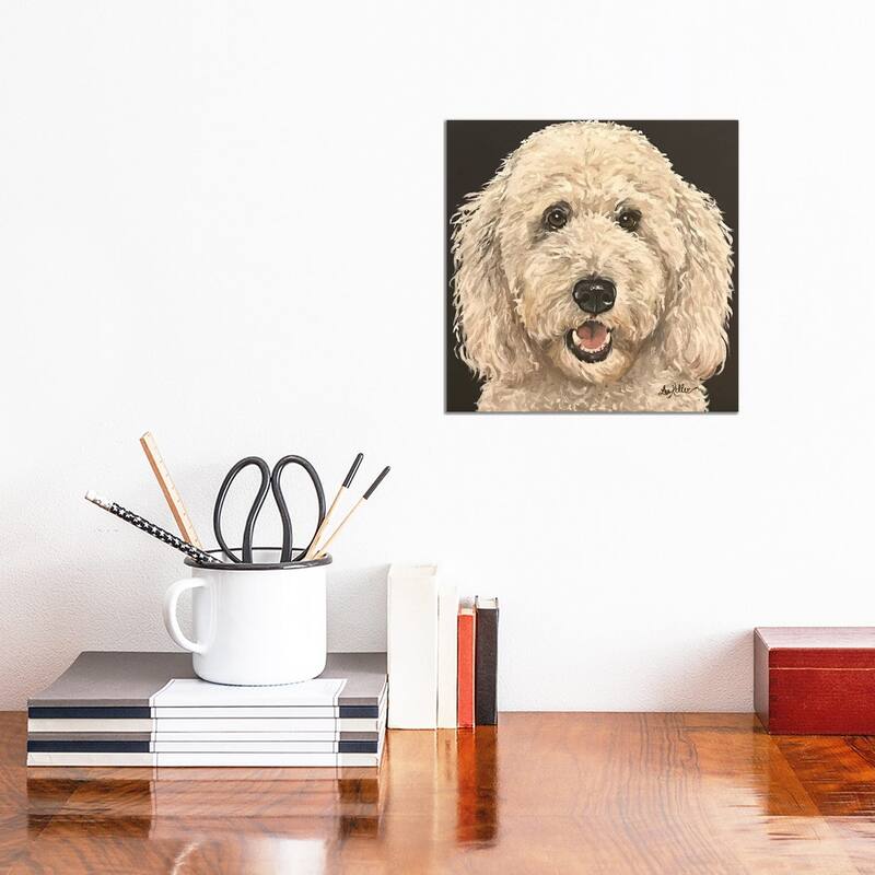 iCanvas "Goldendoodle On Black" by Hippie Hound Studios Canvas Print - 12x12x0.75