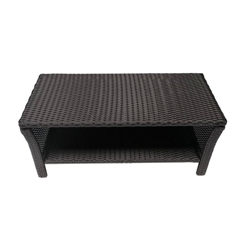Outdoor Wicker Sofa Set with Loveseat and Chairs, 4-Piece Patio Conversation Sofa Set with Cushions and Table