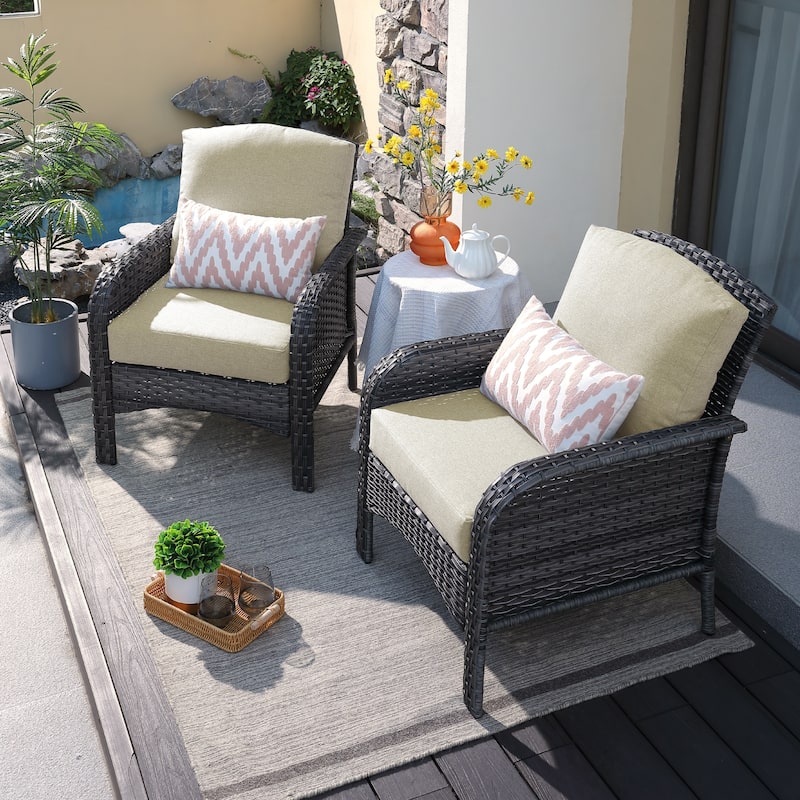 HOOOWOOO 2-piece Wicker Rattan Outdoor Patio Furniture Chair Set
