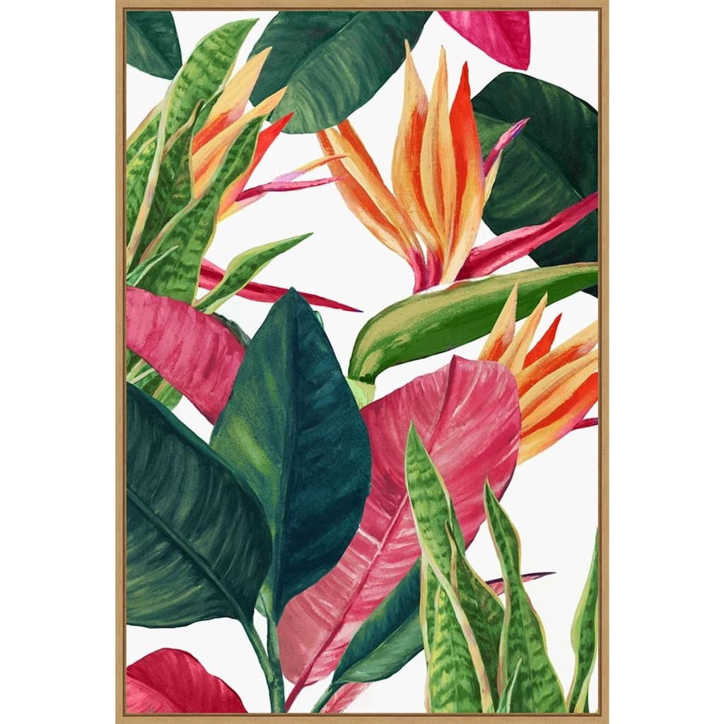 Edens Tropical Palms by Eva Watts Framed Canvas Wall Art Print - Sylvie Maple