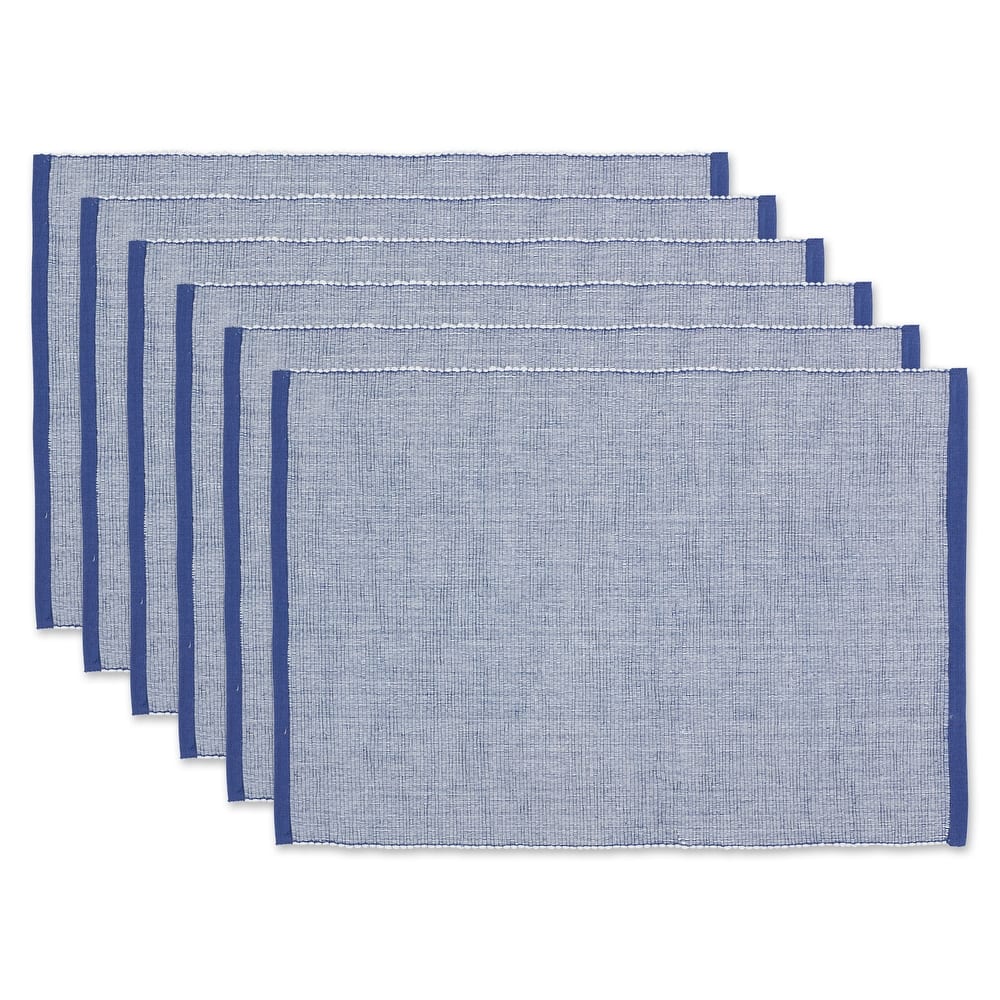 DII French Blue Eco-Friendly Chambray Fine Ribbed Placemat 6 Piece