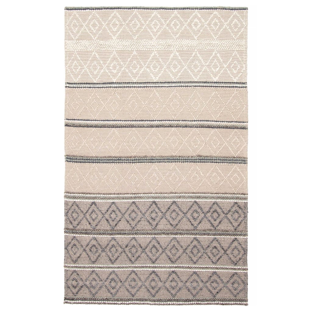 ECARPETGALLERY Braid weave Sienna Grey Wool Rug - 4'11 x 8'2