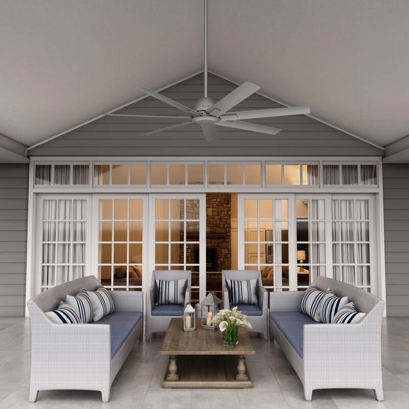 Hunter 60" Downtown Windmill Outdoor Ceiling Fan w/ Wall Control, Damp-Rated - Indoor-Outdoor, Industrial, Modern - ENERGY STAR!