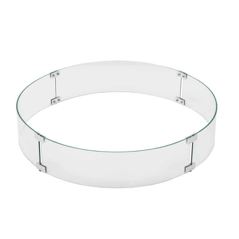 COSIEST Glass Wind Guard Tempered Glass for Outdoor Fire Pit - Round 29"W  x 29"L x 6"H