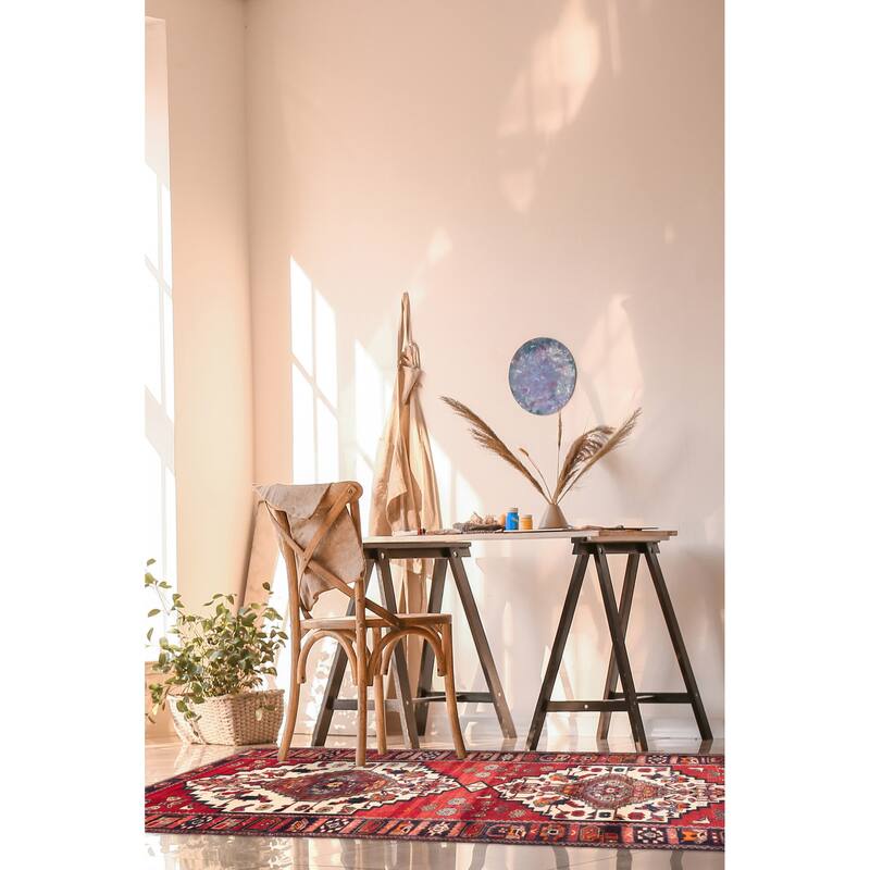 ECARPETGALLERY Hand-knotted Andelz Red Wool Rug - 3'7 x 9'5