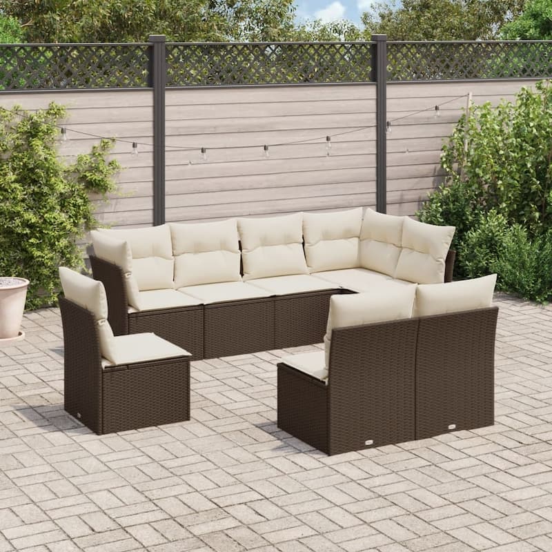 vidaXL Garden Sofa Set Brown PE Rattan Large Modular Garden Sofa Set - 24.4 x 24.4 x 27.2