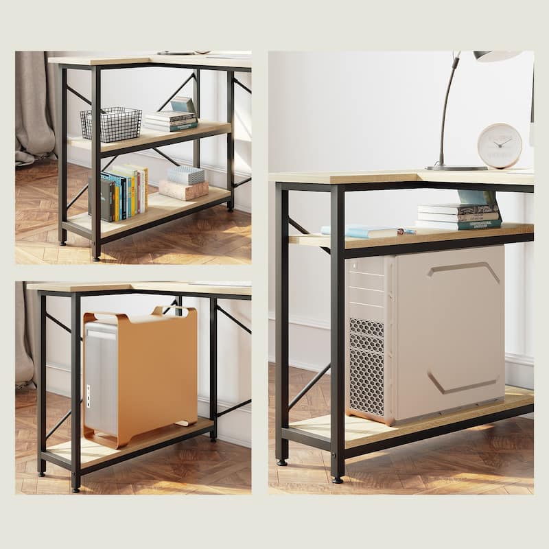 Small L Shaped Desk with Storage Shelves Corner Computer Desk