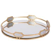 Sovann 16-inch Vintage Gold Round Tray