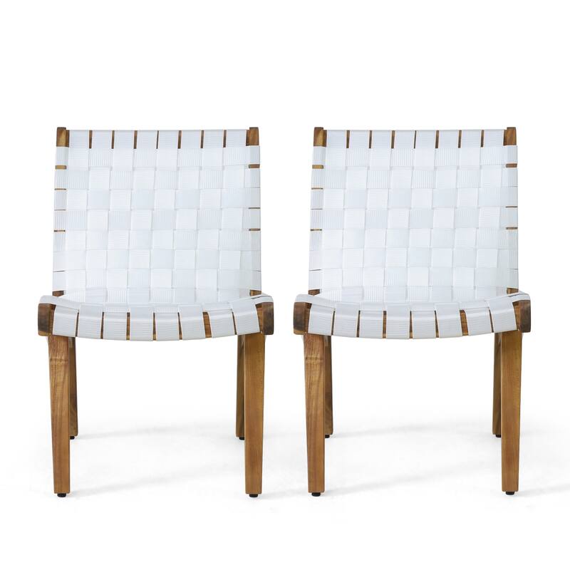 Charlotter Outdoor Rope and Acacia Wood Outdoor Lounge Chairs by Christopher Knight Home