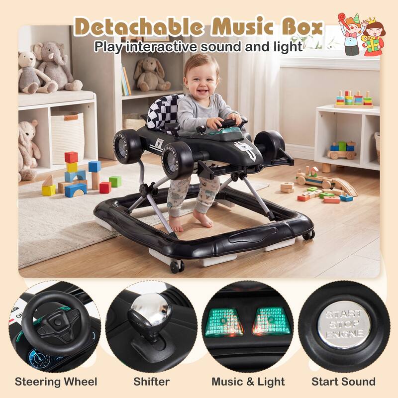 Gymax 4-in-1 Baby Push Walker Activity Center w/3-Level Adjustable