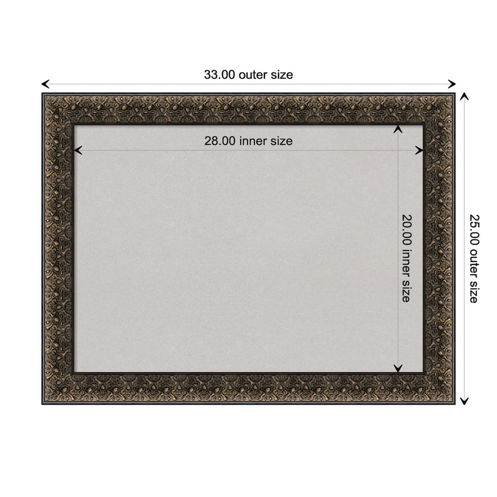 Intaglio Embossed Black Wood Framed Grey Corkboard Bulletin Board