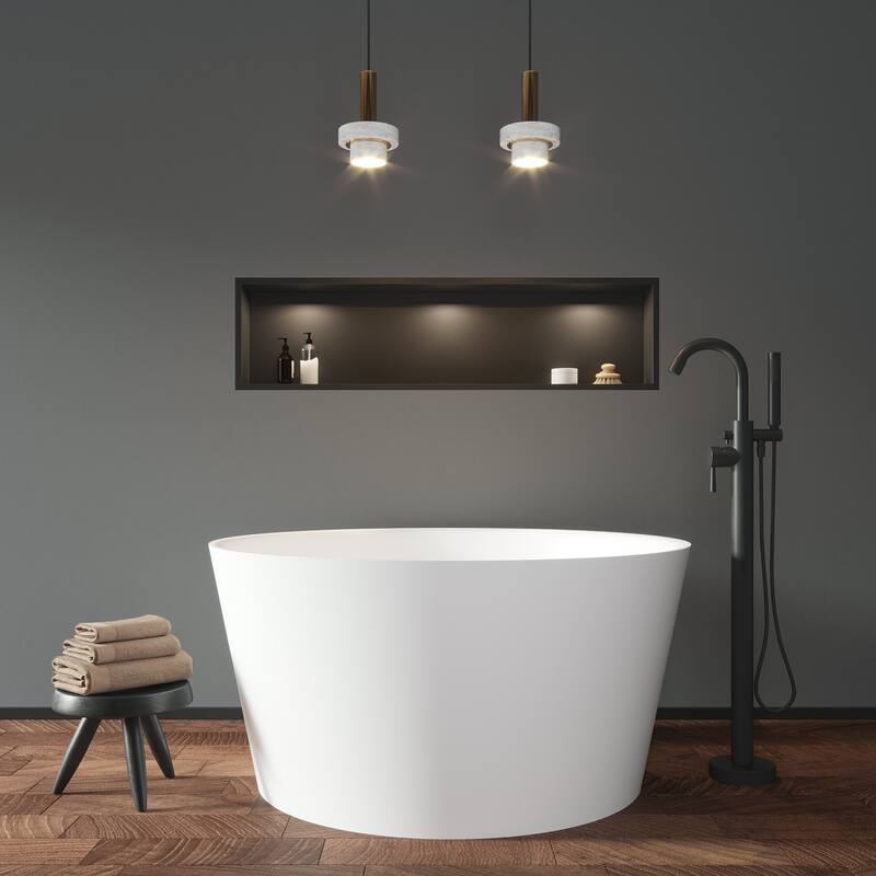 Repose 47" Stone Resin Soaking Tub - Round - 47D x 47W x 24H