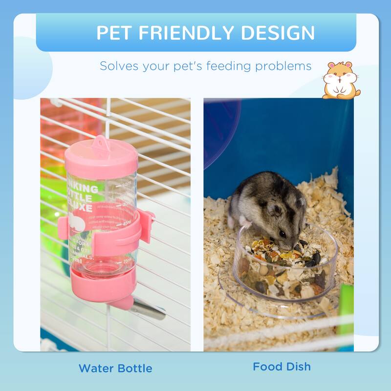 PawHut Extra Large 23" Hamster Cage with Tubes and Tunnels, Portable Carry Handles, Rat House and Habitats Big 5-Tier Design