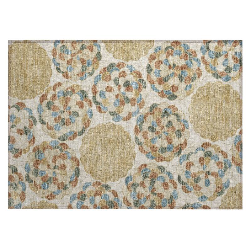 Machine Washable Indoor/ Outdoor Mosaic Cluster Chantille Rug