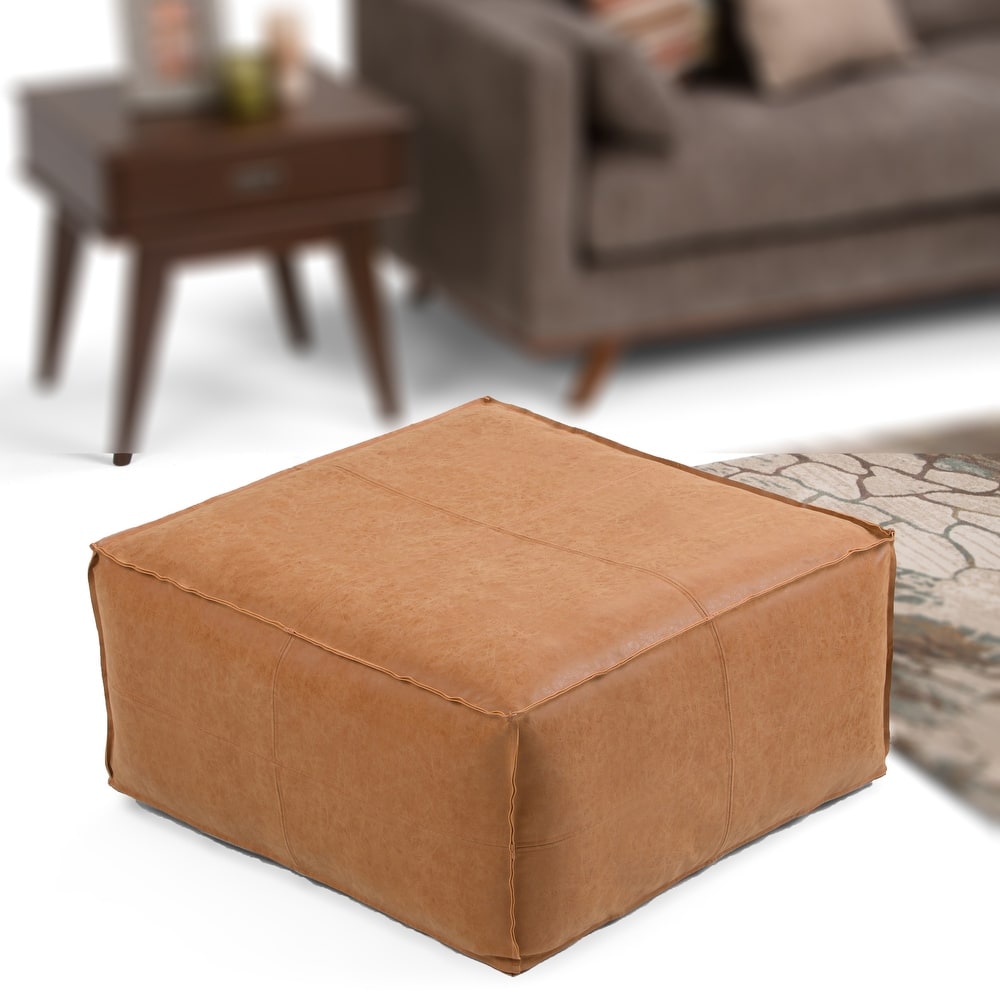 WYNDENHALL Wendal Boho Square Pouf in Faux Leather