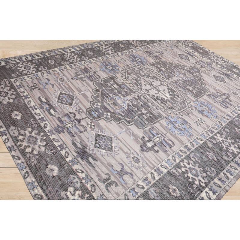 Handmade Taupe, Gray Flatweave Polyster Traditional Oriental Area Rug
