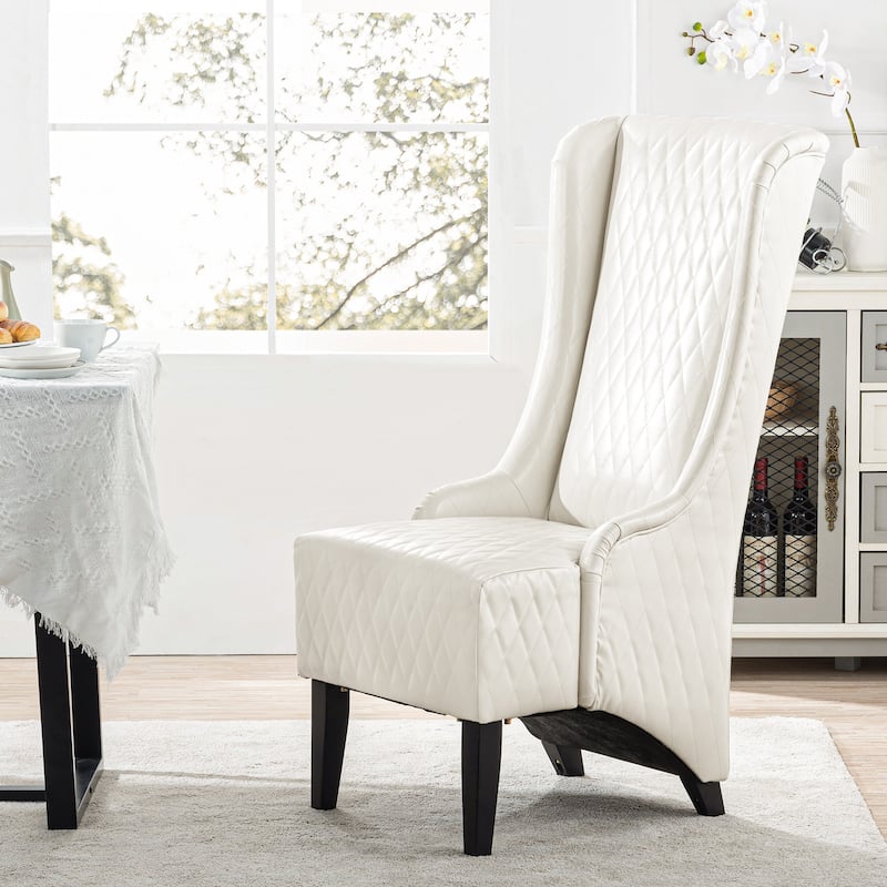 White 23.03" High Back Accent Chair with Solid Frame