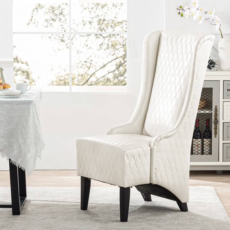 White Modern 23.03" High Back Upholstered Accent Chair with Solid Wood Frame