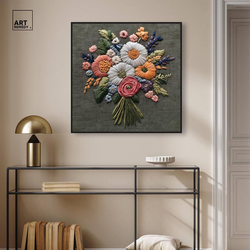 Stitched Bloom Bouquet II Canvas by Art Remedy