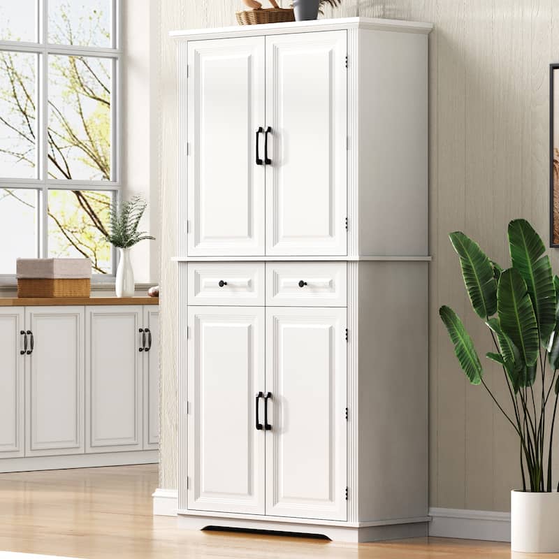 71" Tall Kitchen Pantry Cabinet with 3 Pull-Out Organizers, Freestanding Cupboard With Adjustable Shelves, Versatile Storage