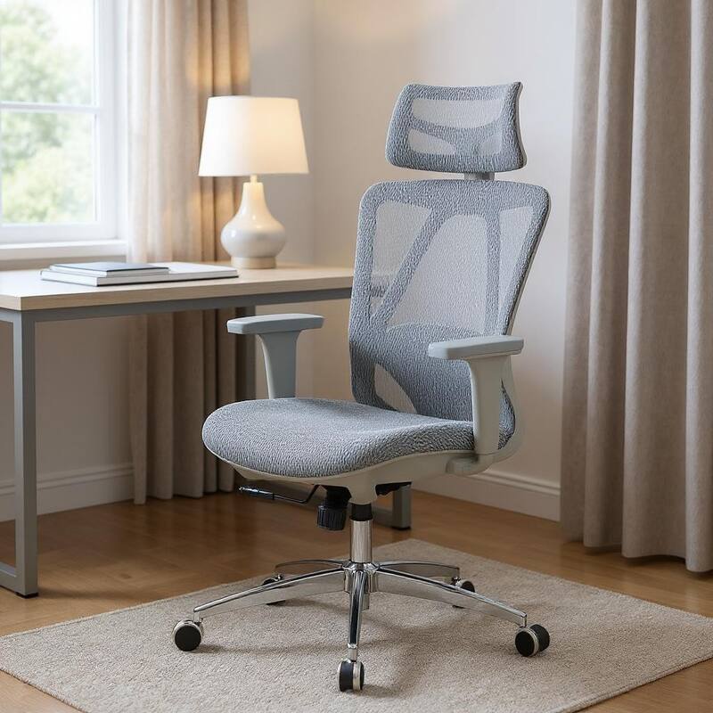 Gray and Silver Adjustable Height Swivel Rolling Office Chair - Gray