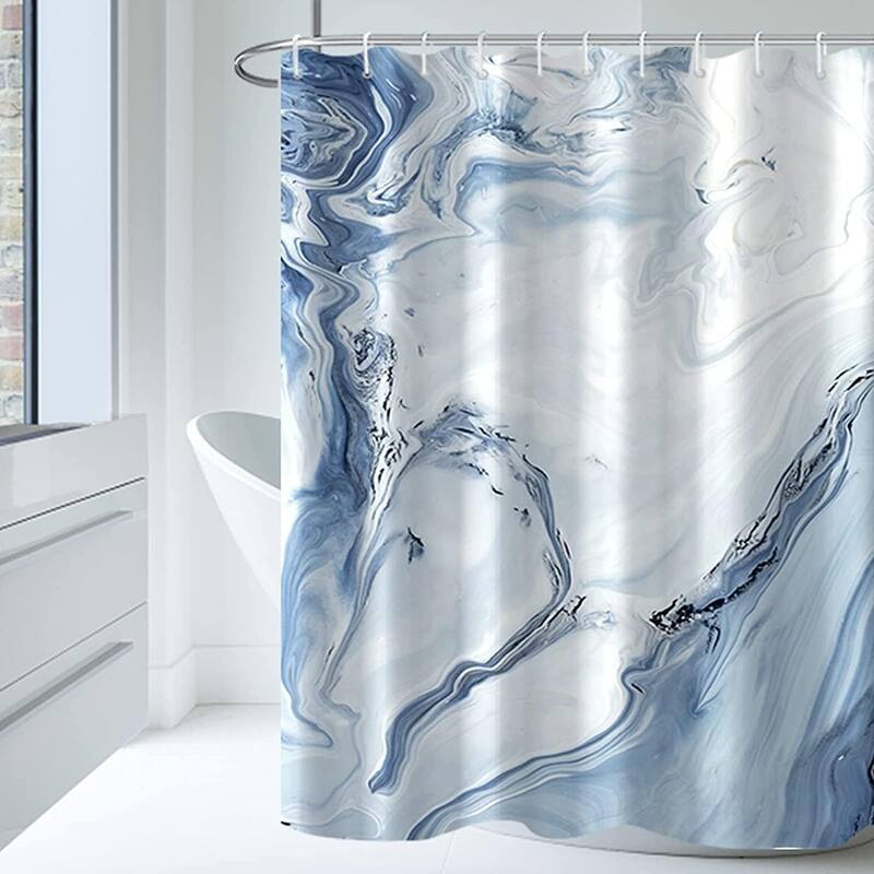 Bathroom Decor Printed Washable Shower Curtain with Hooks 72x72 Inches