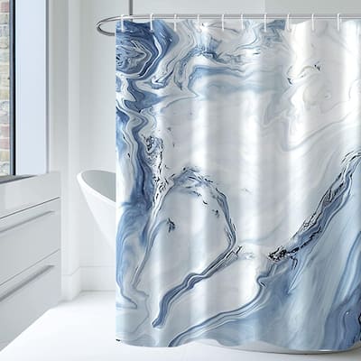 Bathroom Decor Printed Washable Shower Curtain with Hooks 72x72 Inches