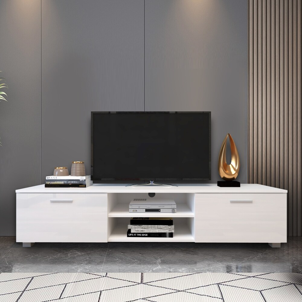 ♫テレビボート２drower TV cabinet Modern Minimalist style TV Stand with 2 Drawers & 2 Shelfs