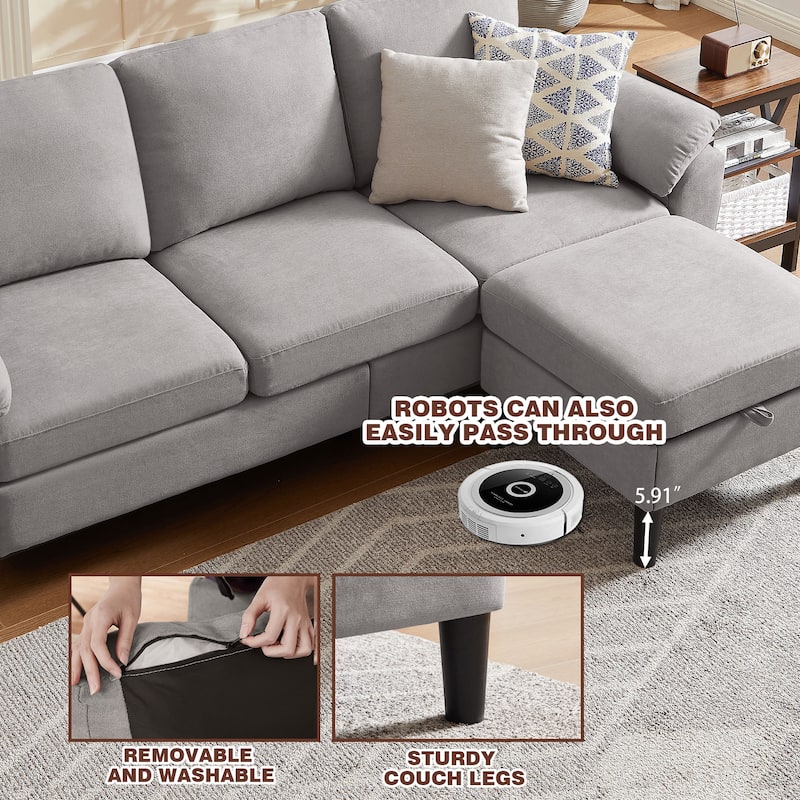 3-Piece Living Room Sectional Sofa Set with Loveseat and Ottoman