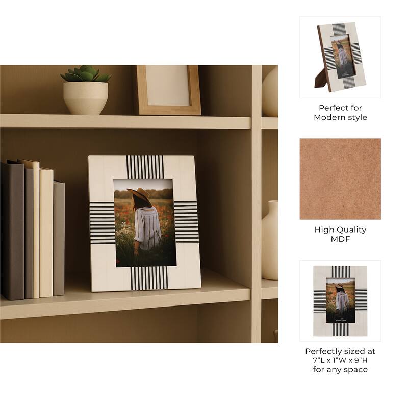 Polyresin Abstract Geometric Photo Frame - White, 4x6 in.