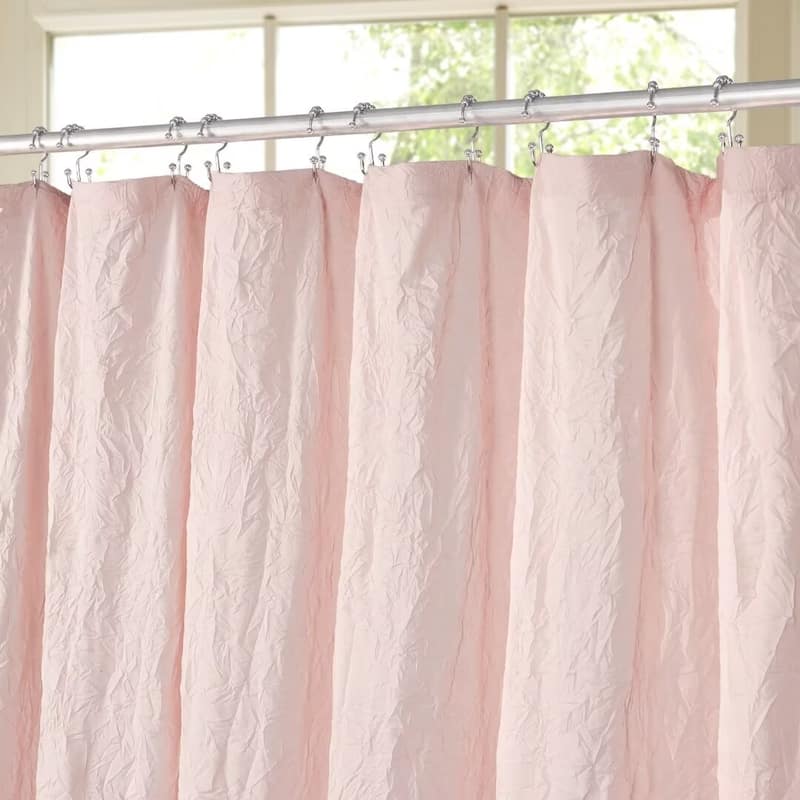 Crinkle Eco-friendly Water Repellent Solid Texture Shower Curtain