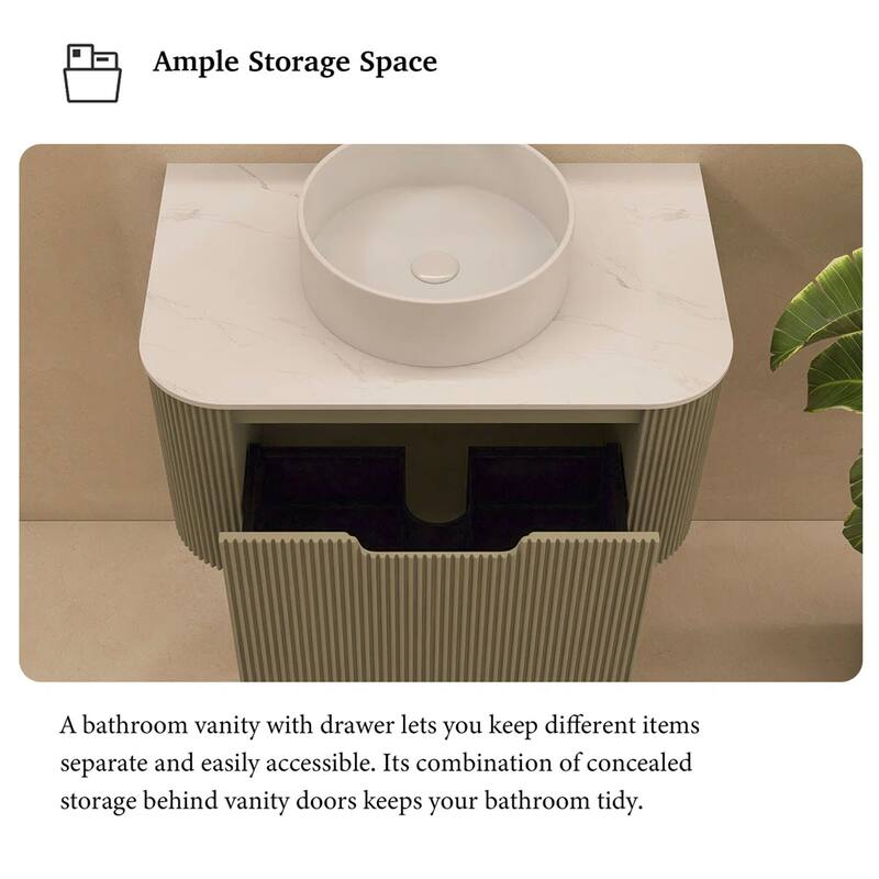 Wall-Mounted Bathroom Vanity with White Round Ceramic Sink