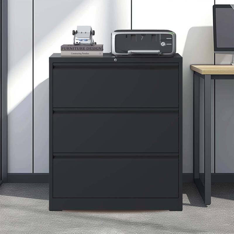 Black Locking Metal File Cabinet