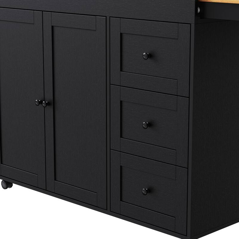 74.8" Kitchen Island with Extendable Dining Table and 3 Drawers