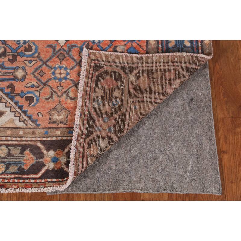 Hand Knotted Oriental 100% Wool Carpet Traditional Geometric Oranges & Rust Hamedan Runner Rug - 9' 7'' X 3' 4''