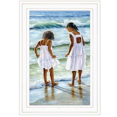 "Two Girls at the Beach" By Georgia Janisse, Ready to Hang Framed Print, White Frame