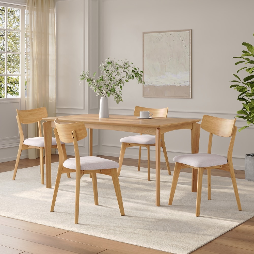 Mid-Century Dining Chairs Set of 4, Upholstered Wood Frame Chairs, Classic Armless Dining Chair
