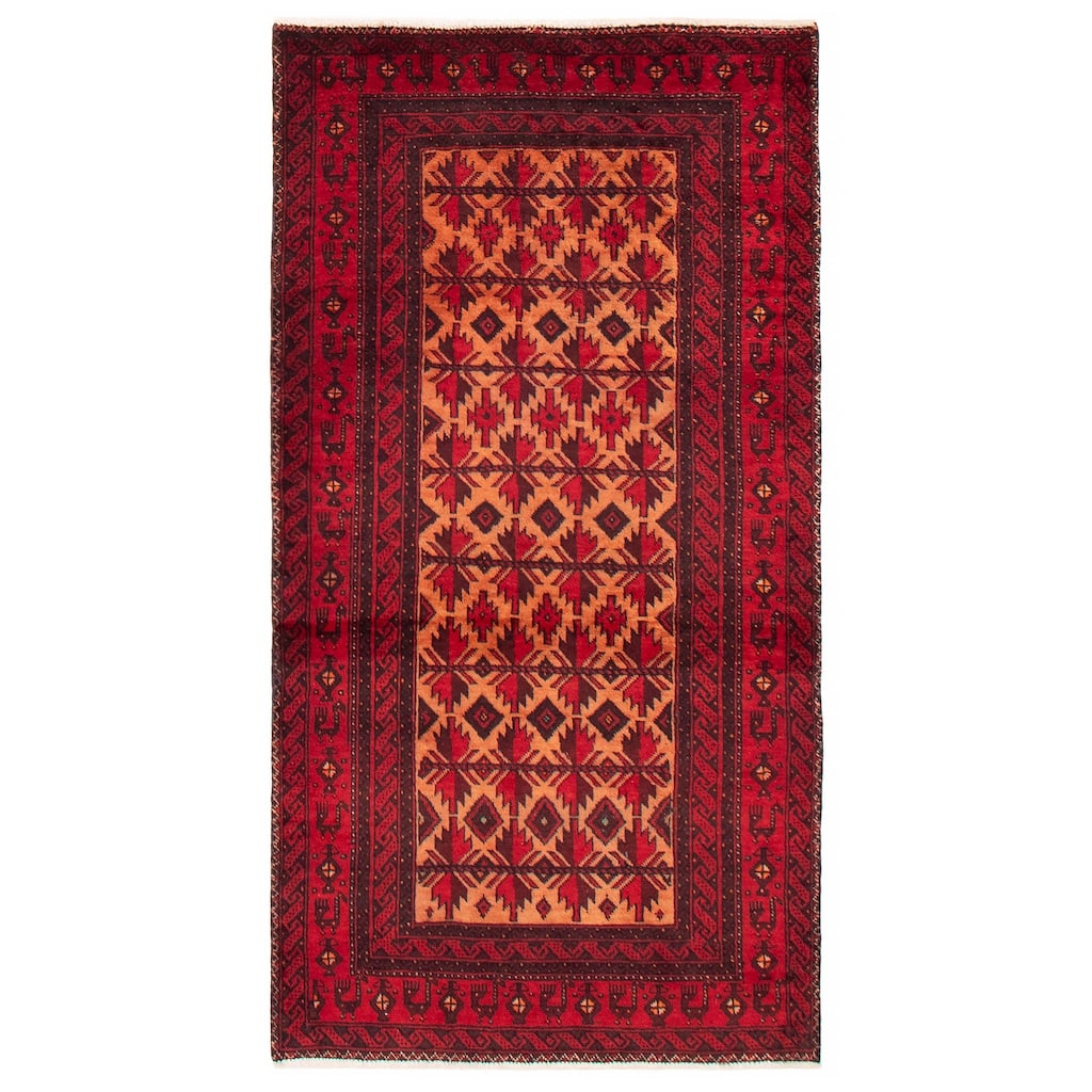 ECARPETGALLERY Hand-knotted Royal Baluch Burnt Orange Wool Rug - 3'0 x 5'9