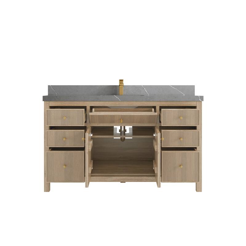 Willow Collections 60 in. W x 22 in. D Sonoma Teak Wood Single Sink Bathroom Vanity with Countertop