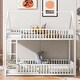 preview thumbnail 11 of 18, Twin Over Twin Metal Floor Bunk Bed with Safety Guardrails and Roof Design for Kids, House Shaped Bunk Bed Frame White - Twin