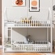 preview thumbnail 11 of 18, Twin over Twin House Bunk Bed, Modern Metal Floor Bunk Bed Frame with Full-length Guardrail & Door for Kids Bedroom White