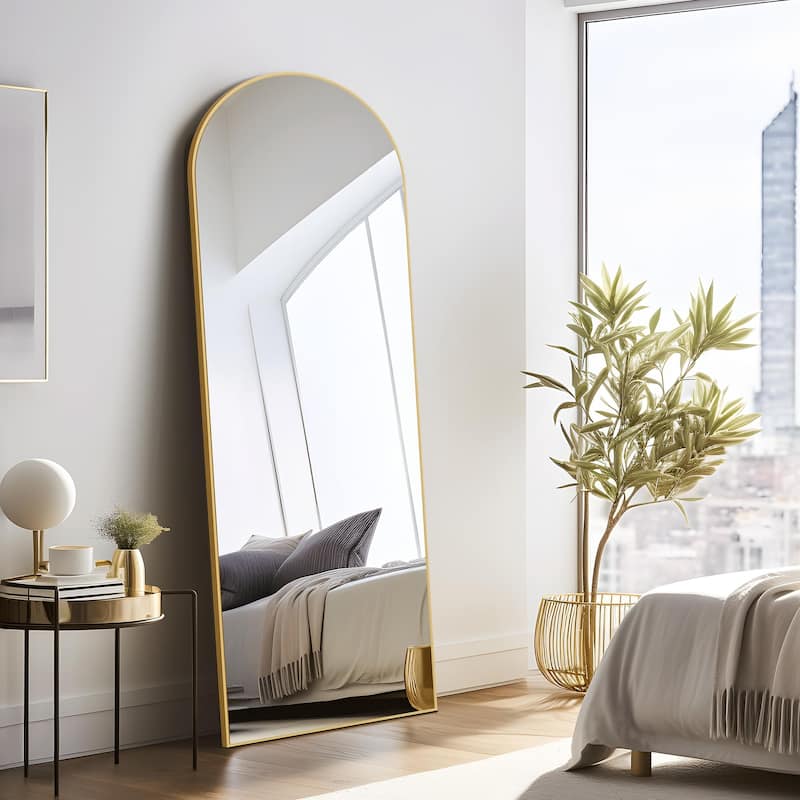 Nonfriable Arched Wood Mirror Wall Mirror Dressing Mirror With Stand