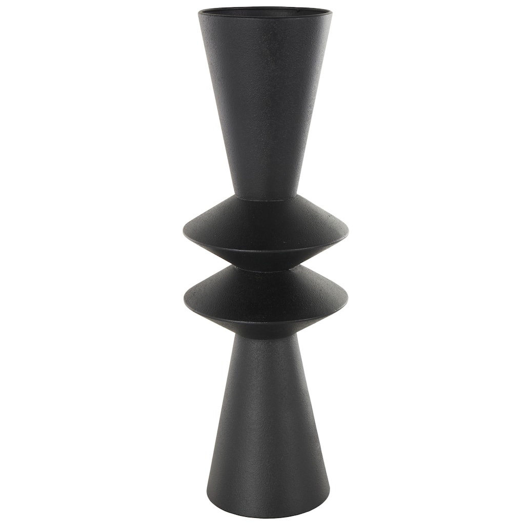 Metal Art Deco Fluted Decorative Vase - Black - Roche River Decor - 8"W x 8"L x 23"H